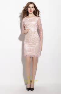 Light Pink Embellished 34 Length Sleeve Sheath Dress