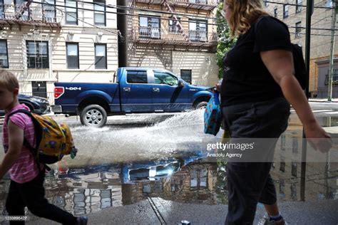 Heavy Rain Cause Flooding A Street Of Hoboken As Tropical Storm Elsa