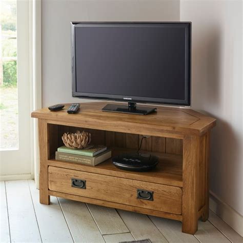 Rustic Corner Tv Unit In Solid Oak Oak Furnitureland