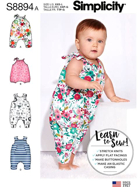 Sewing Pattern Babies Knit Rompers Pattern Learn To Sew Etsy