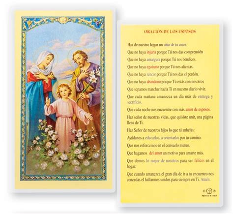 Oracion De Los Esposos Laminated Spanish Prayer Cards 25 Pack