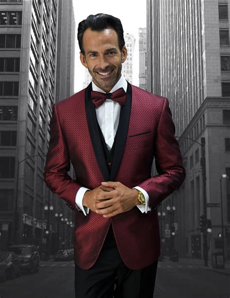 Statement Bellagio 6 Burgundy 4 Pc Fancy Suit With Matching Bow Tie