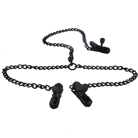 bdsm bondage leather choker neck collar nipple breast clamp clip chain sm restraints sex toys