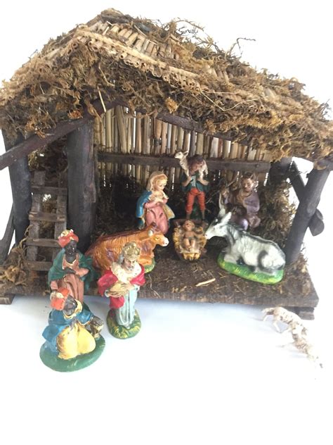 Vintage Nativity Manger Set Made In Italy Creche Etsy Nativity