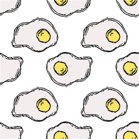 Seamless Pattern With Egg Icons Colored Egg Background Doodle Vector