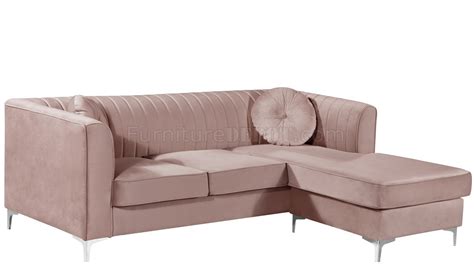 Eliana Sectional Sofa 660 in Pink Velvet Fabric by Meridian