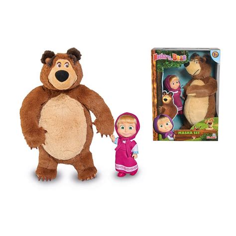 Masha And The Bear 12cm Masha Doll With 25cm Plush Bear Twin Pack Masha And The Bear