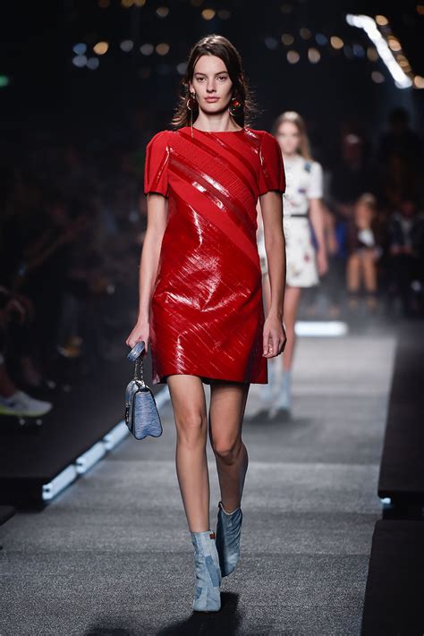Dress Du Jour Louis Vuittons Red Leather Minidress At Paris Fashion Week Hollywood Reporter
