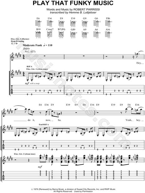 Hey, do it now, yeah hey. Wild Cherry "Play That Funky Music" Guitar Tab in E Major ...