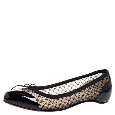 Pre Owned Christian Louboutin Black Patent Leather And Mesh Miss Mix