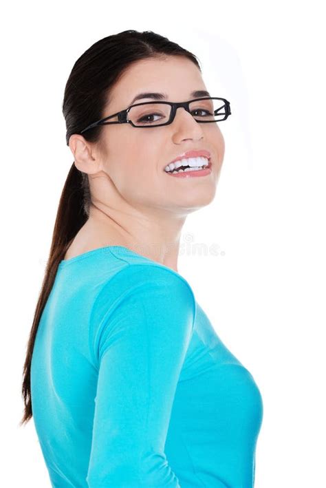Portrait Of A Casual Woman In Eyeglasses Stock Photo Image Of