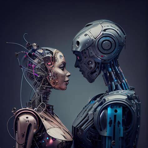 Premium Ai Image A Couple Of Robots Are Standing Next To Each Other
