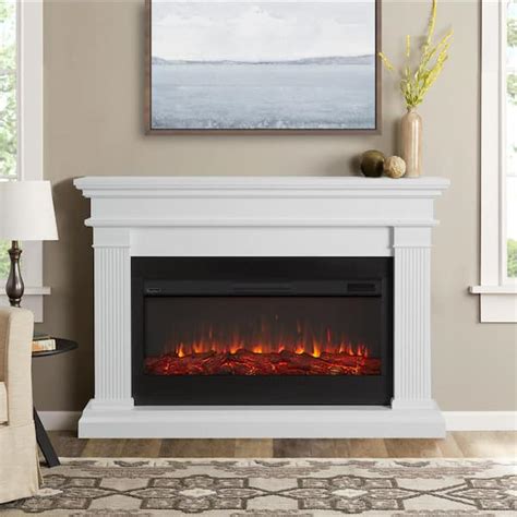 Real Flame Beau 59 In Freestanding Electric Fireplace In White 8080e W