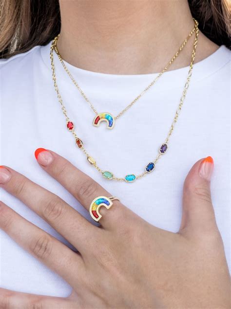 Rainbow Gold Pendant Necklace In Primary Mix Kendra Scott