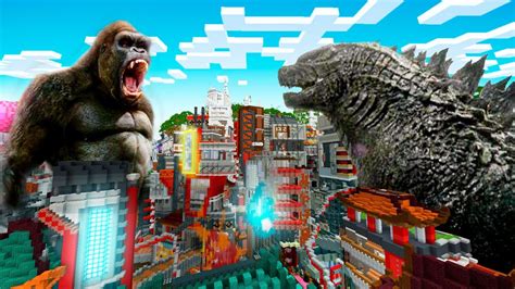Godzilla Vs King Kong Destruyen La Ciudad De Minecraft 🦍🦖 Youtube