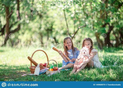 Two Little Kids On Picnic In The Park Stock Image Image Of Lifestyles