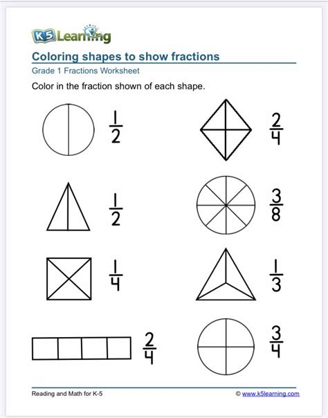 Fractions For Kindergarten Worksheet