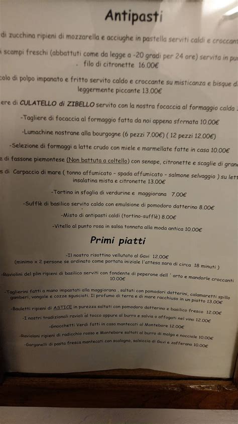 Menu Da Peccati Di Gola Ristorante Gavi Via Roma