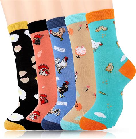 Moyel 5 Pairs Of Women Socks Chicken Funny Cute Socks