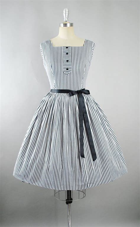 Vintage 50s Mode O Day Dress 1950s Cotton Sundress Vertical Etsy