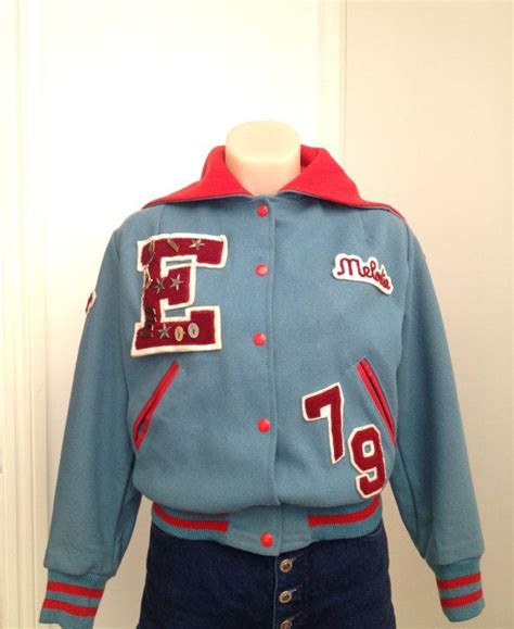 Vintage 70s Letterman Varsity Jacket In Blue And Red Varsity Jacket