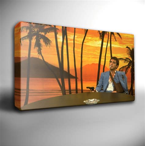 Scarface Al Pacino Sunset Giclee Canvas Wall Art Picture Print Ebay