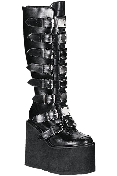 Demonia Swing 815 Goth Boots Black Vegan Leather Goth Mall