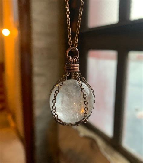 Clear Quartz Crystal Ball Necklace Healing Stone Layering Etsy