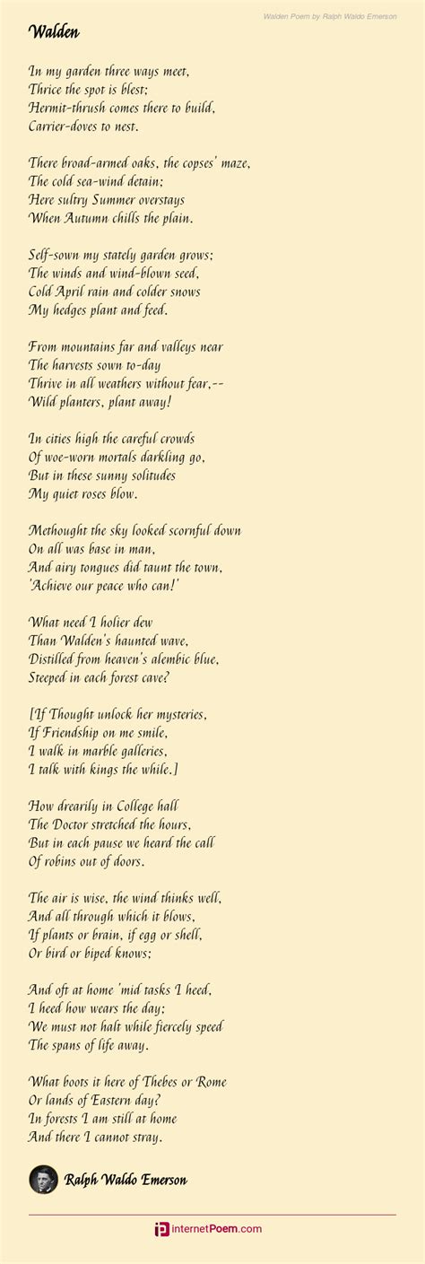 Walden Poem by Ralph Waldo Emerson