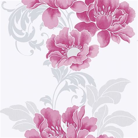 Metallic Floral Wallpaperflowerpetalpinkpatternplant 687840