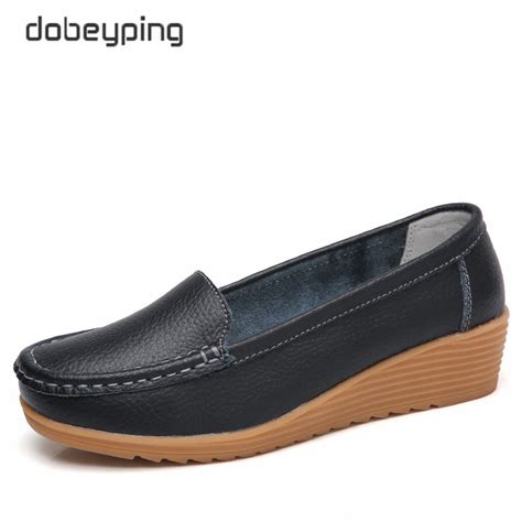 Dobeyping Genuine Leather Womens Loafers Moccasins Woman Flats Casual