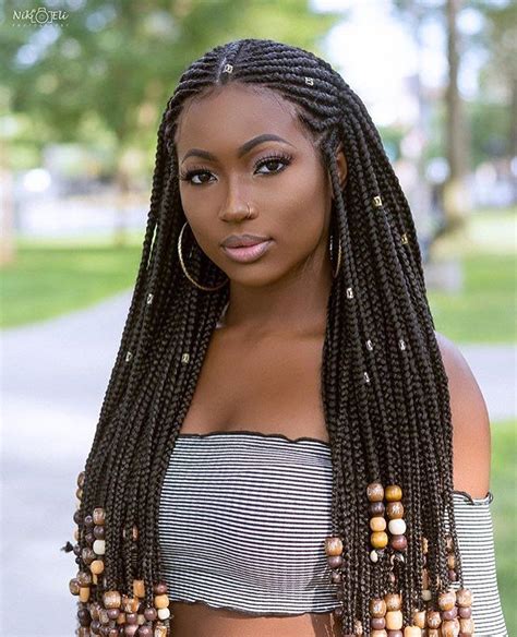 Beautiful Dark Skin Girl Long Hair Box Braids African