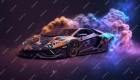 Premium Photo Wallpaper Of Lamborghini Car With Smoke And Galaxy Vibe