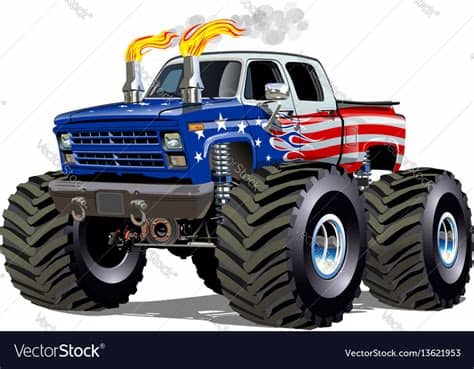 Truck icons and vector packs for sketch, adobe illustrator, figma and websites. Cartoon monster truck Royalty Free Vector Image