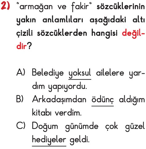 3. Sınıf Türkçe Eş Anlamlı ve Eş Sesli Kelimeler Testi Çöz