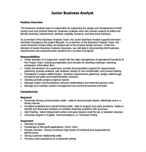 Business Analyst Jo/b Description Template - 9+ Free Word, PDF Format