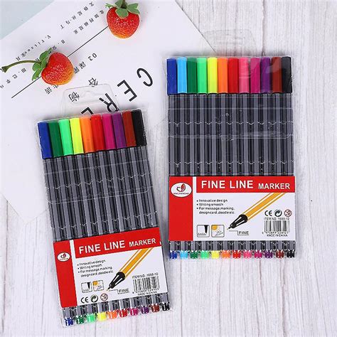 12 Fineliner Colouring Pens Set Fine Point Pens 04mm Assorted Colours