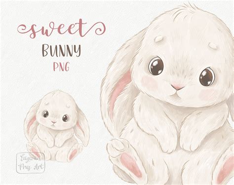 Cute Bunny Clipart Bunny Png Easter Clipart Baby Shower Etsy