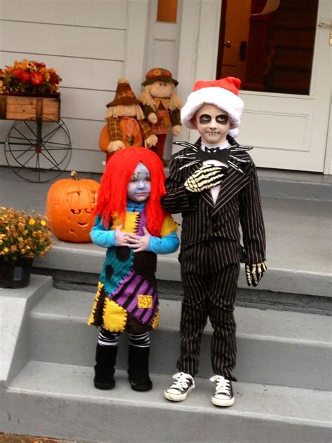 It was a challenge this year coming up with a costume for my son with mask requirements at school. DIY Jack Skellington and Sally Stitches costumes from Nightmare Before Christmas. | Eek...it's ...