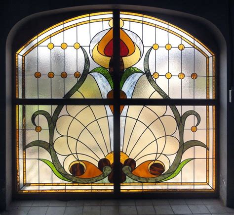 Art Nouveau Window Realised By Glaspunt Stained Glass Panels Stained Glass Art Stained Glass