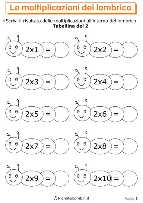 Schede di matematica sulle tabelline da stampare. Giochi sulle Moltiplicazioni per Bambini da Stampare ...