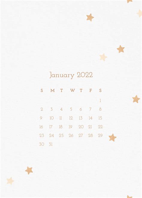 Aesthetic January 2022 Calendar Template Psd Editable Monthly Planner