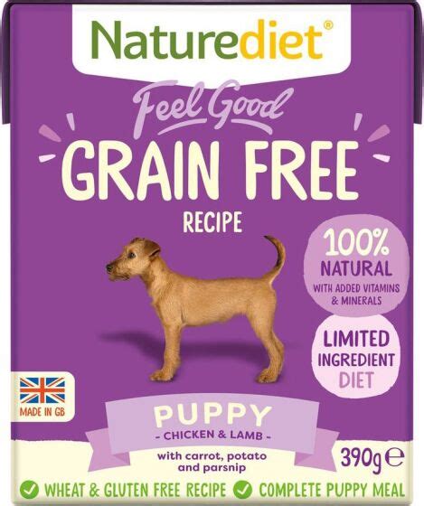 Nulo grain free dog food for puppies is perfect for growing pups who are fussy eaters or those who prefer a simplified diet. Naturediet Feel Good Grain Free Puppy | Nutritional Rating 84%