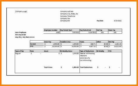 Truck Driver Pay Stub Template