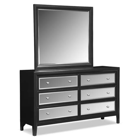 Providing hidden storage for blankets, linens and pillows, they can fit at the foot of your bed or in a corner. Bonita Dresser and Mirror - Black | Value City Furniture ...