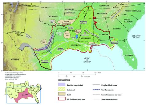 Geologic Map Of The Us Gulf Coast Study Area Within The Southern Us