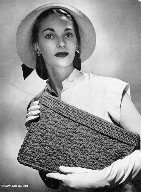 Handbag Crochet Pattern 1940s Jack Frost Straw Bag Vintage Crafts