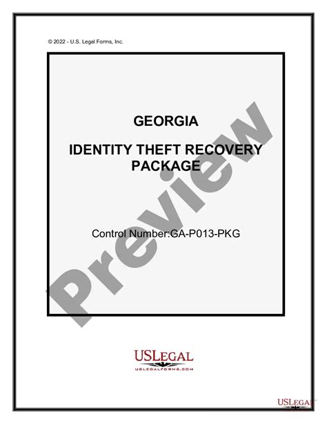 Georgia Identity Theft Recovery Package Georgia Theft Us Legal Forms