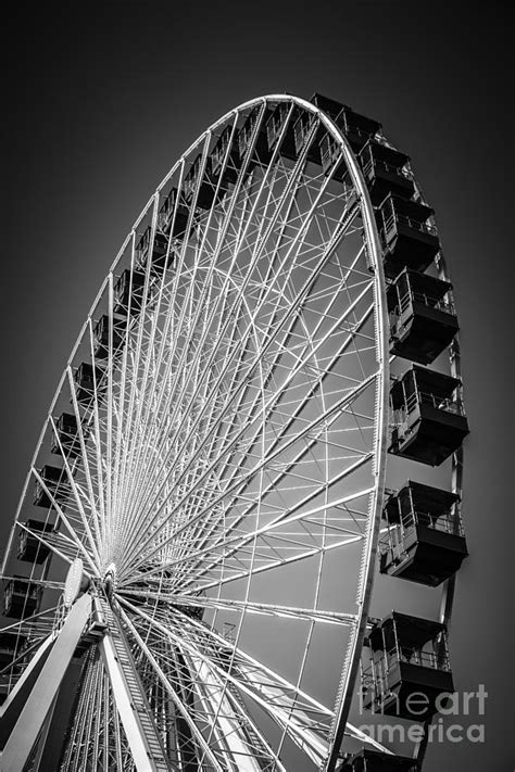 Chicago Navy Pier Ferris Wheel In Black And White Photograph By Paul