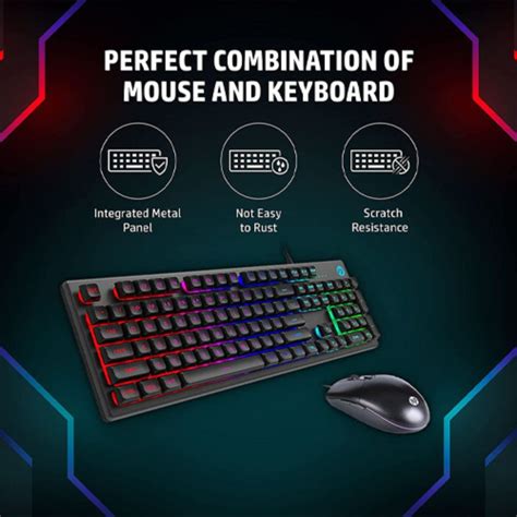 Hp Km300f Wired Usb Gaming Keyboard And Mouse Combo With Metal Panel